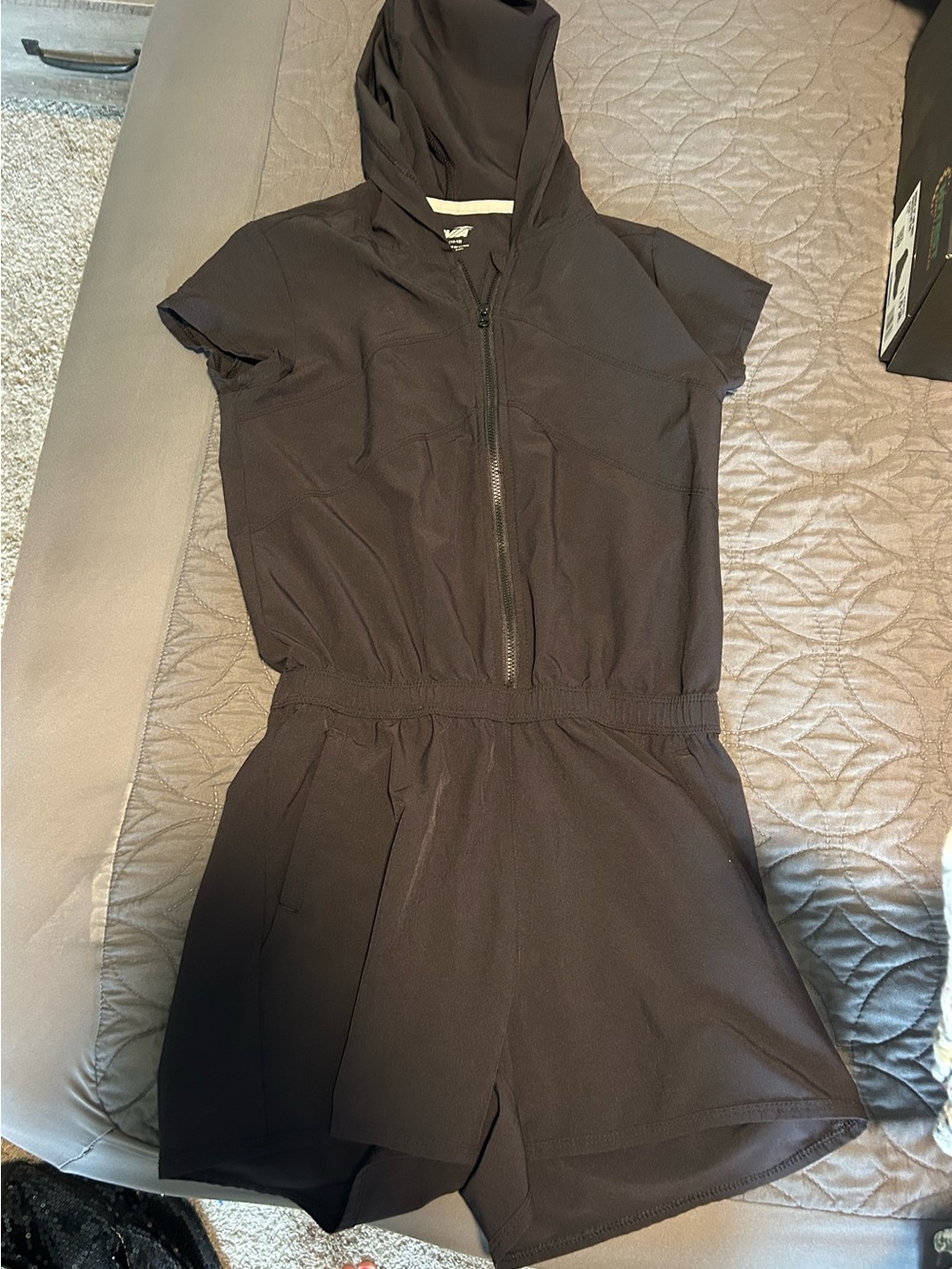 Avia Black Hooded Short Sleeve Romper